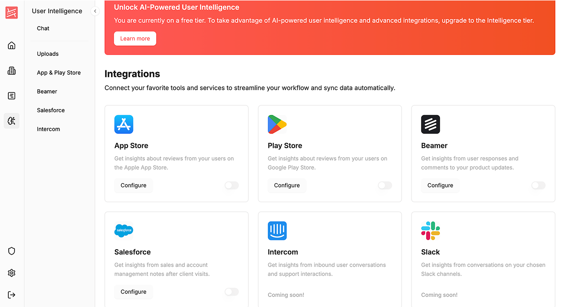 Roadmappy integrations and data upload